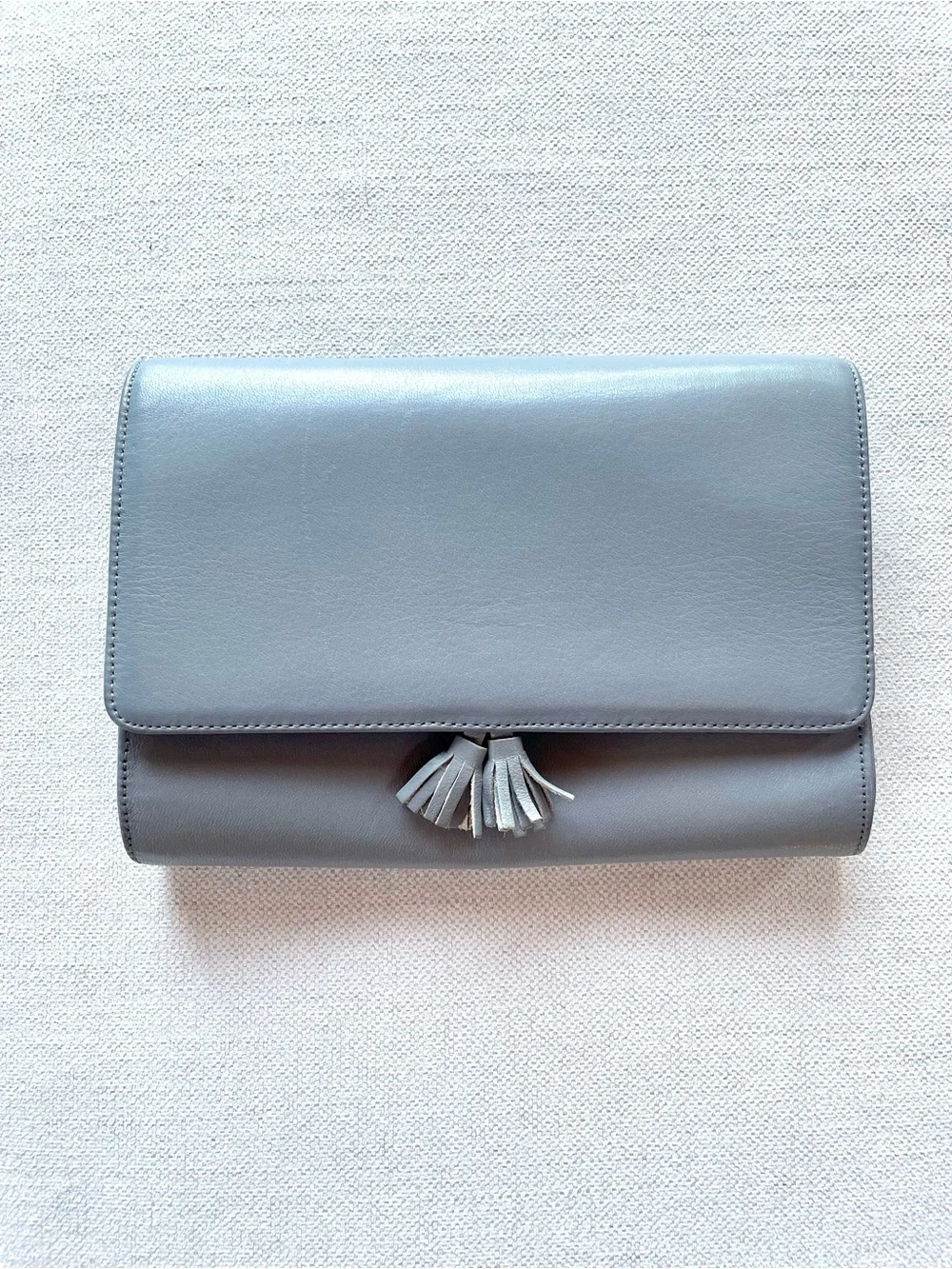 Vintage Koret Classic Tassel Clutch/Crossbody- Genuine Leather Gray